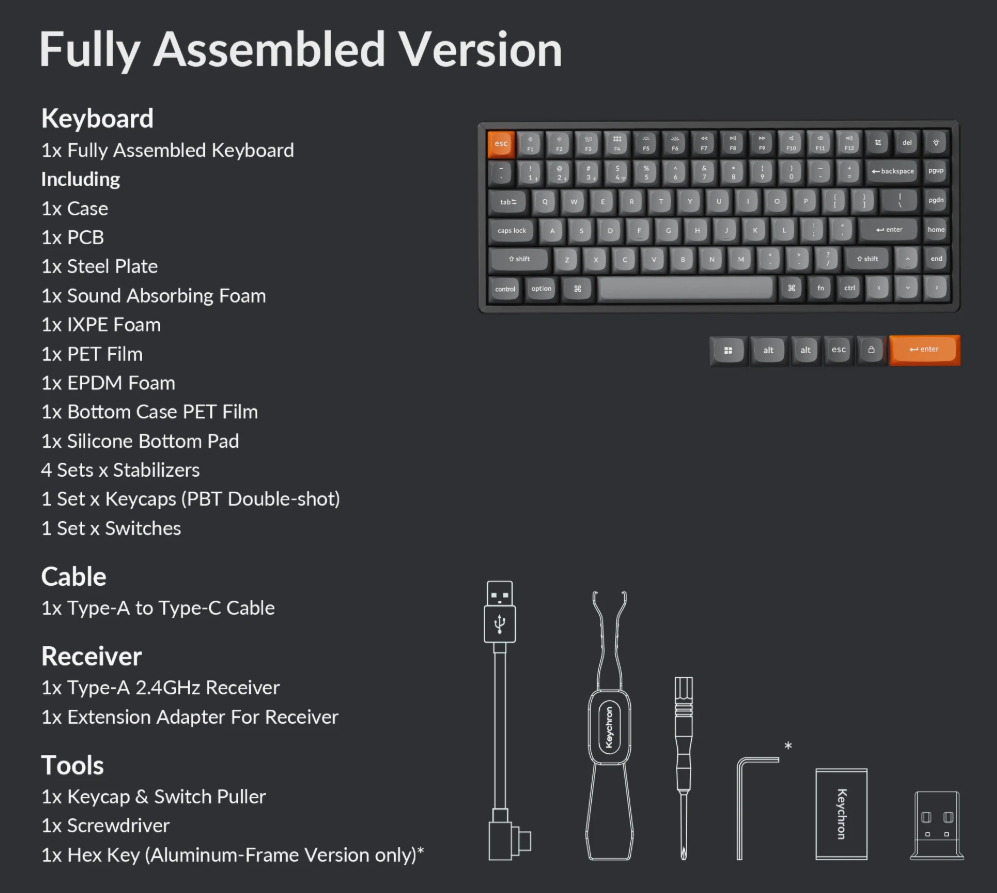 Mechanical keyboard Keychron K2 Max 84 keys, K Brown, WL/BT/USB-A, RGB, black