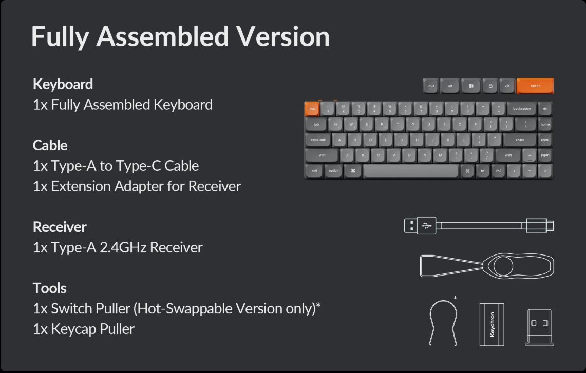 Mechanical keyboard Keychron K7 Max 84 keys, Gateron Red, WL/BT/USB-A, RGB, black