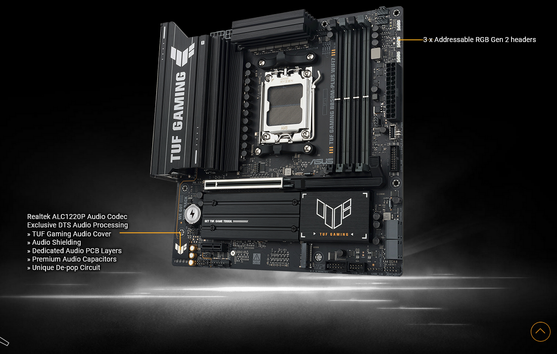 დედა დაფა ASUS Motherboard TUF GAMING B850M-PLUS WIFI7 sAM5 B850 4xDDR5 M.2 HDMI DP Wi-Fi BT mATX