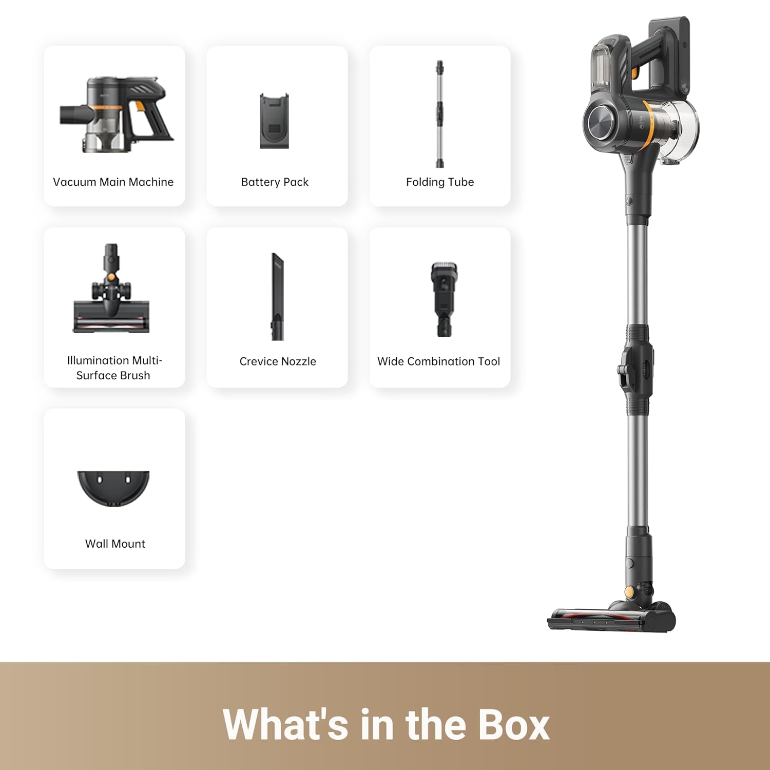 მტვერსასრუტი Dreame | Mova Cordless Vacuum Cleaner J20 (VJ11A) | 17K Pa Powerful Suction, 6x2200 mAh Battery, 50 Minutes Running Time, Folding Tube for Corner Cleaning, 0.5 Litre