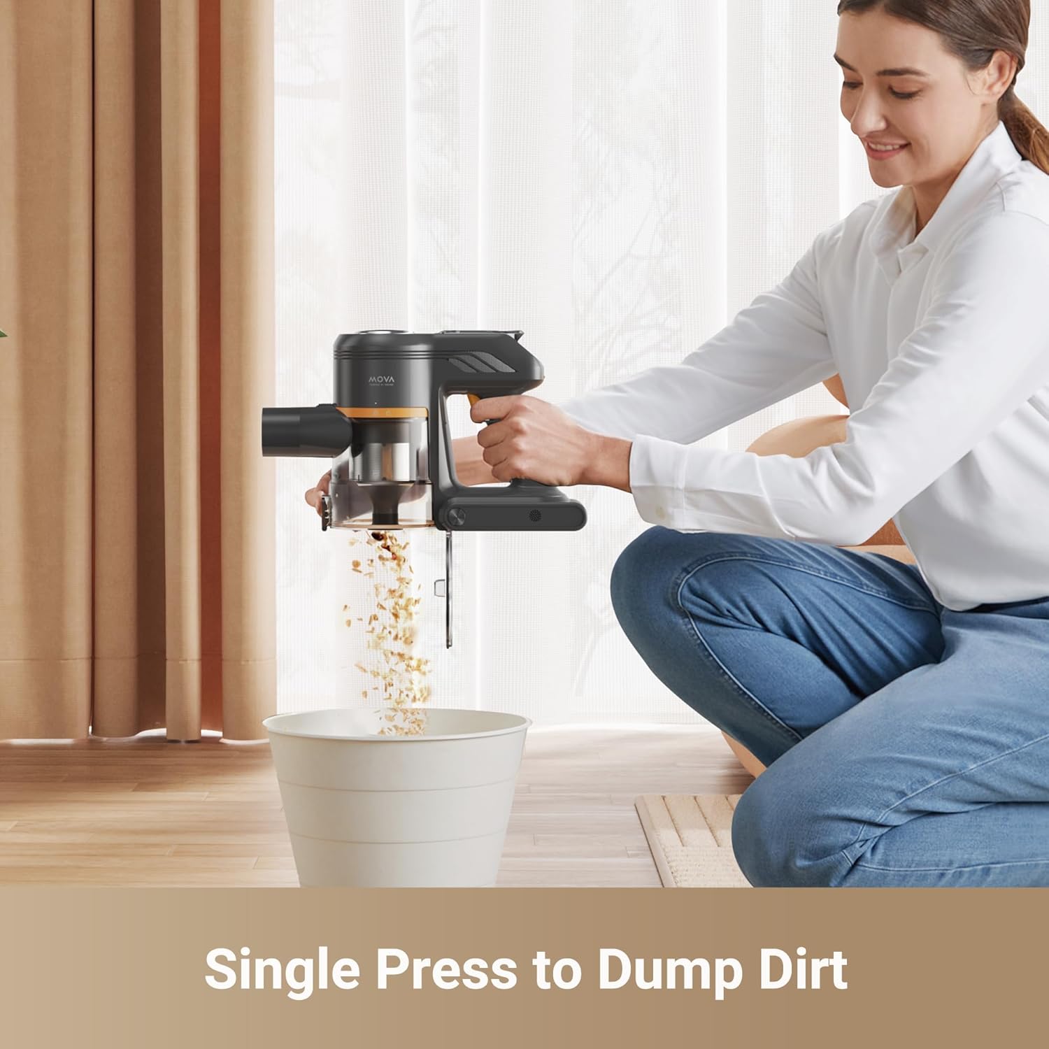 მტვერსასრუტი Dreame | Mova Cordless Vacuum Cleaner J20 (VJ11A) | 17K Pa Powerful Suction, 6x2200 mAh Battery, 50 Minutes Running Time, Folding Tube for Corner Cleaning, 0.5 Litre