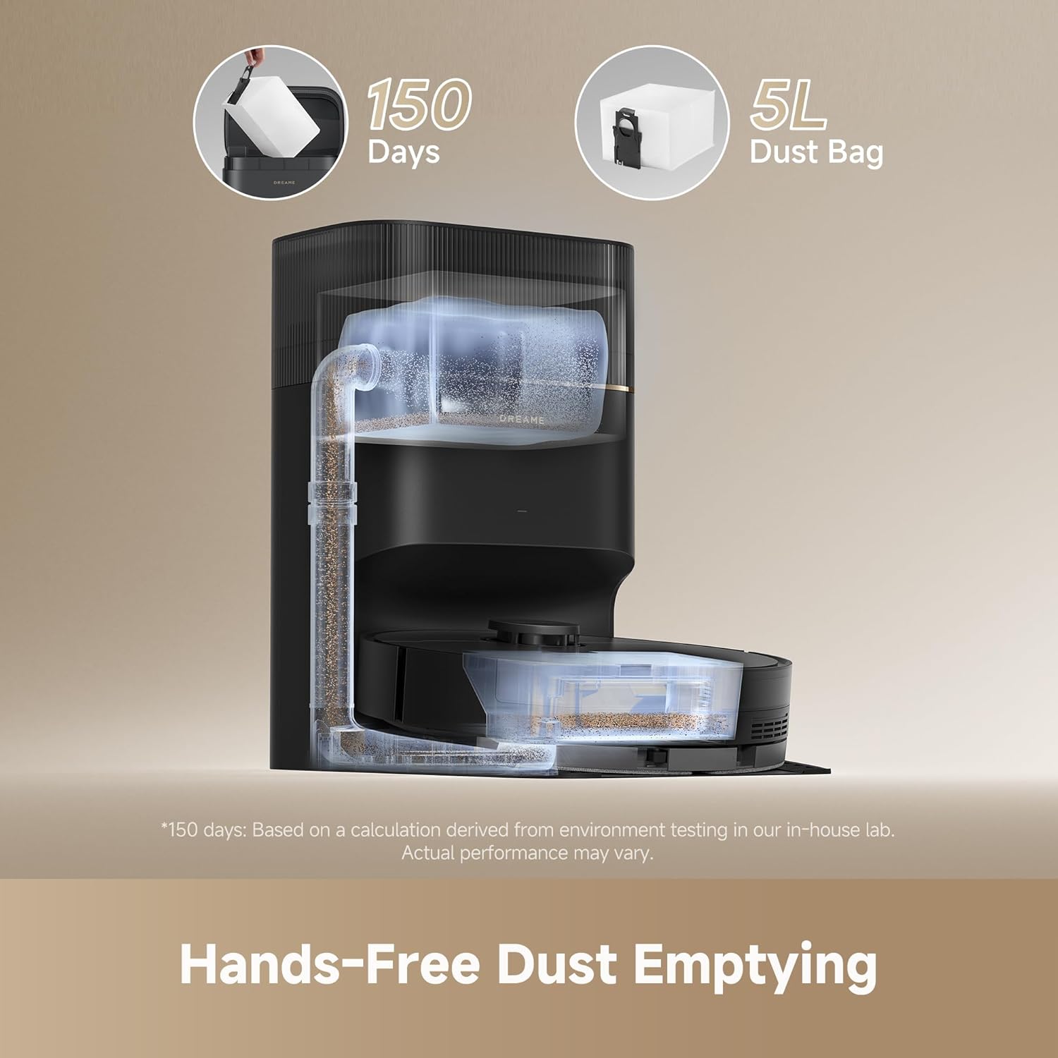 რობოტი მტვერსასრუტი Dreame Robot Vacuum D20 Pro Plus Black (RLD43SD) | 13,000Pa Suction, DuoBrush for Pet Hair, Corner Cleaning, Self Emptying, LDS Navigation Laser Avoidance, Vacuum Mop, Hard Floors&Carpets (Black)