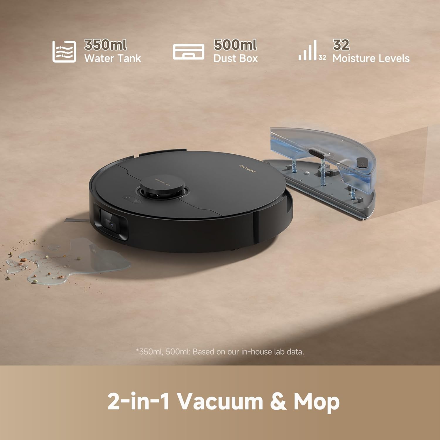 რობოტი მტვერსასრუტი Dreame Robot Vacuum D20 Pro Plus Black (RLD43SD) | 13,000Pa Suction, DuoBrush for Pet Hair, Corner Cleaning, Self Emptying, LDS Navigation Laser Avoidance, Vacuum Mop, Hard Floors&Carpets (Black)