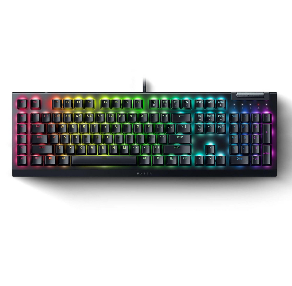 სადენიანი კლავიატურა Razer Keyboard mechanical BlackWidow V4 X, 110key, Green Switch, USB-A, EN, RGB, black (RZ03-04700100-R3M1)