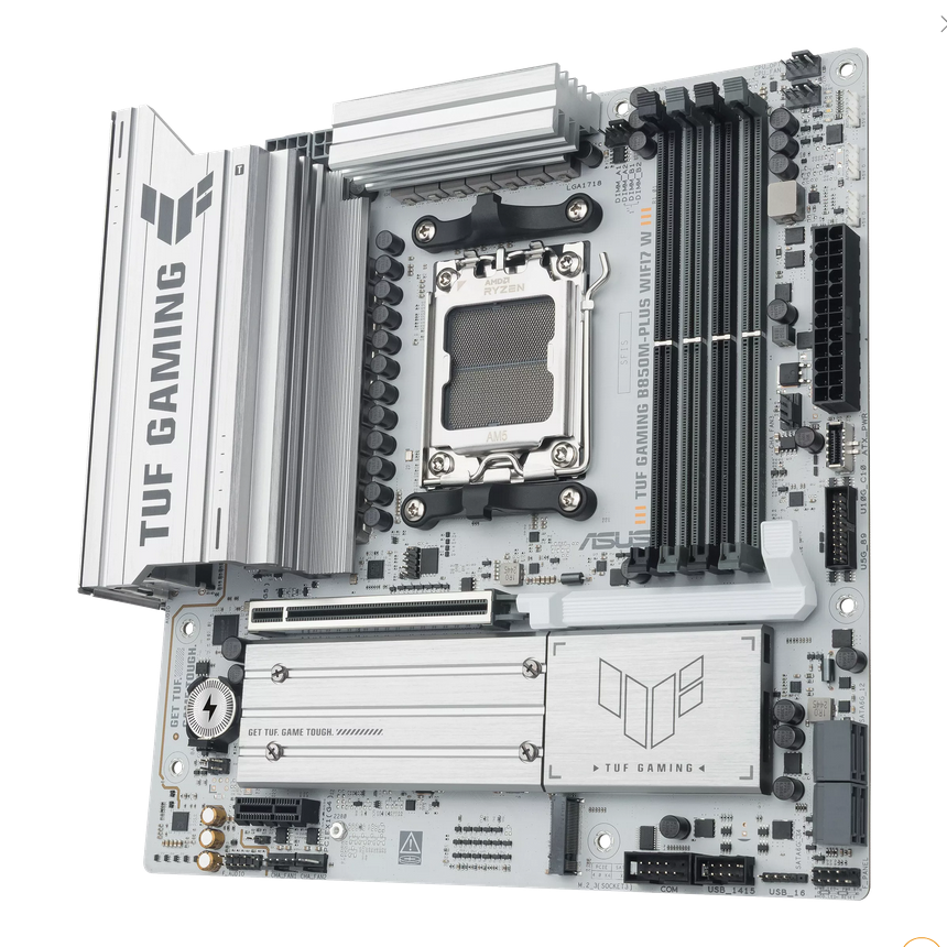 დედა დაფა ASUS Motherboard TUF GAMING B850M-PLUS WIFI7 W sAM5 B850 4xDDR5 M.2 HDMI DP Wi-Fi BT mATX white 90MB1MD0-M0EAY0