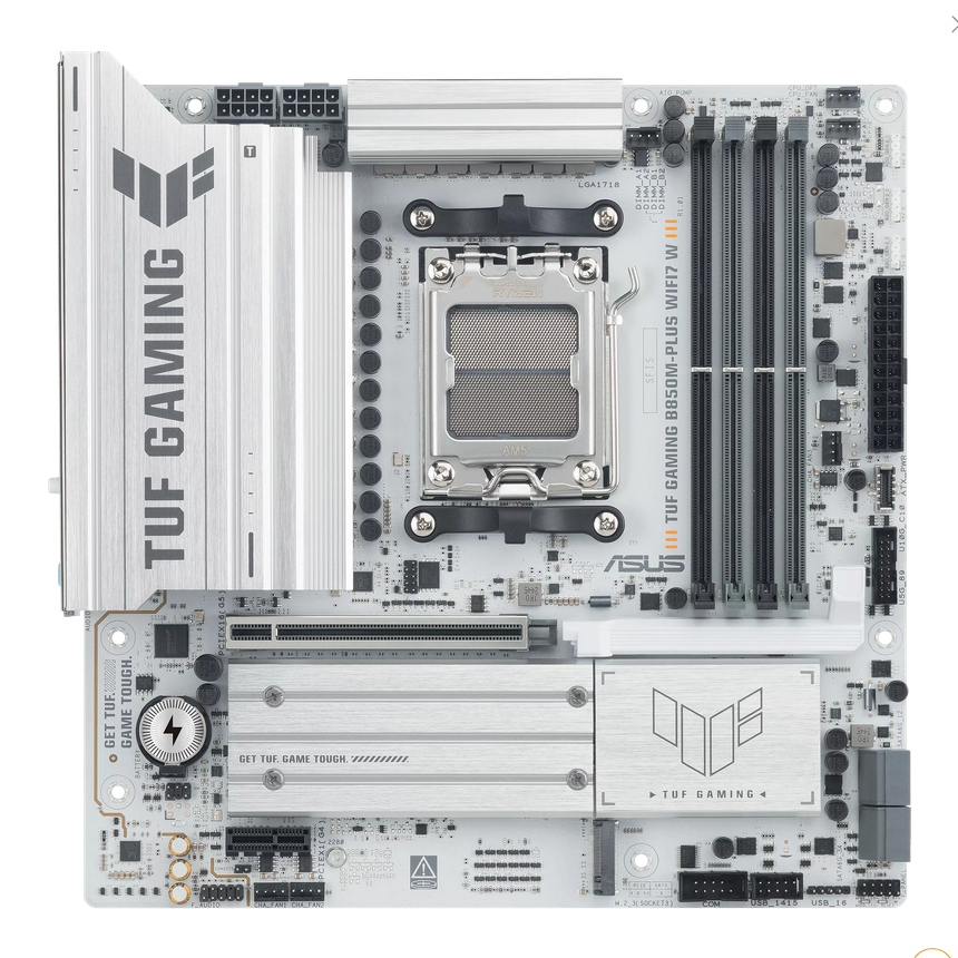 დედა დაფა ASUS Motherboard TUF GAMING B850M-PLUS WIFI7 W sAM5 B850 4xDDR5 M.2 HDMI DP Wi-Fi BT mATX white 90MB1MD0-M0EAY0
