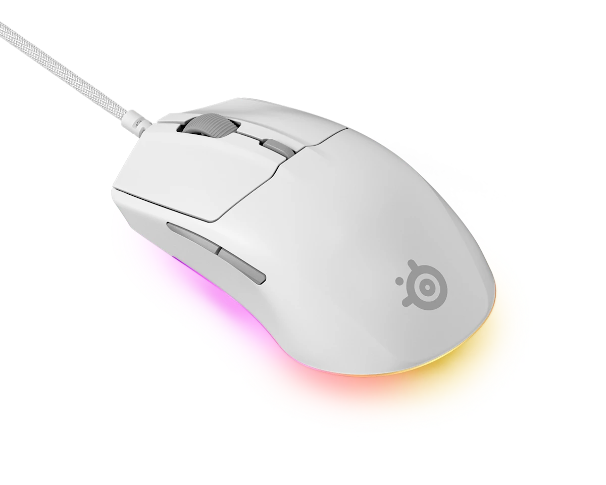 სადენიანი მაუსი SteelSeries Rival 3 Gen 2 - White (62516_SS) | Grip Style  Claw or Fingertip | Number of Buttons  6 | Weight  77g (mouse), 106.2 g (including cable) | TrueMove Core Optical Sensor (8.5K DPI) | 