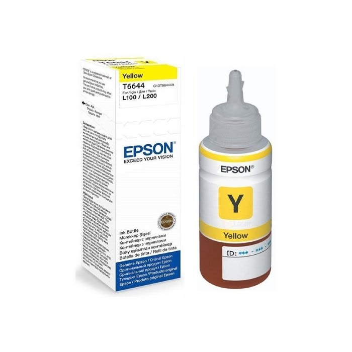 მელანი EPSON ORIGINAL T6644 YELLOW INK BOTTLE 70ML C13T66444A for L1xx. L2xx. L3xx, L4xx, L5xx, L30x0, L1300, L1455