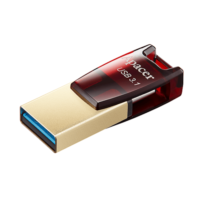 USB ფლეშ მეხსიერება Apacer 32GB USB 3.2 Type-C + Type-A Dual AH180 Red