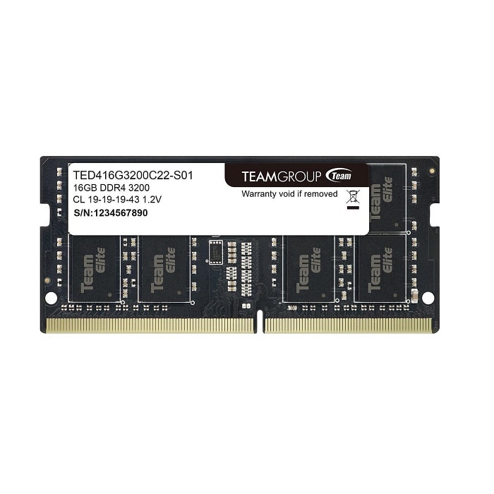 ნოუთბუქის ოპერატიული მეხსიერება TEAMGROUP SODIMM 16GB ELITE DDR4 LAPTOP MEMORY 16GB(1x16GB) 3200MHz CL22 (TED416G3200C22-S01)