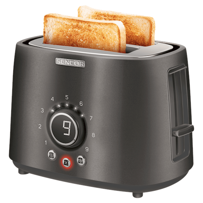 ტოსტერი Sencor STS 6058BK Toaster, 2 slots for making two slices (length 135 mm), Premium metallic design, 9 toasting intensity levels, Power input: 1,000W, 2