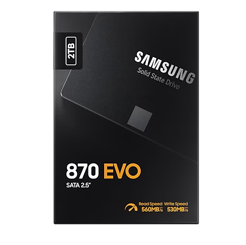 SSD დისკი 2Tb Samsung 870 EVO (MZ-77E2T0BW) internal SSD, 2.5", 2000 GB, SATA-III, read: 560 MB/s, write: 530 MB/s, TLC