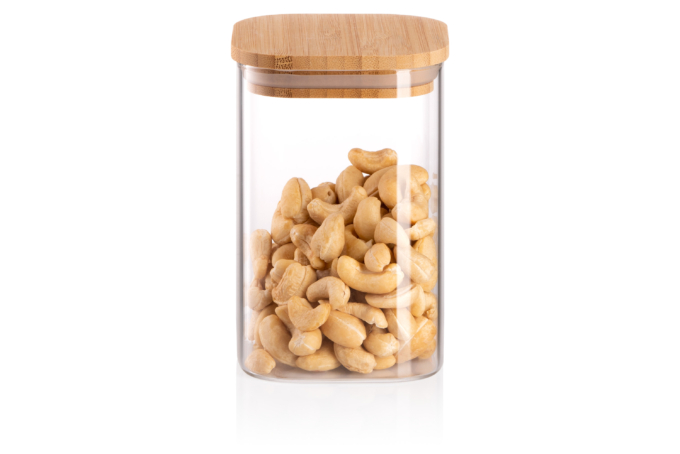 შესანახი ქილა Ardesto Jar Fresh, 480 ml, square, glass, bamboo