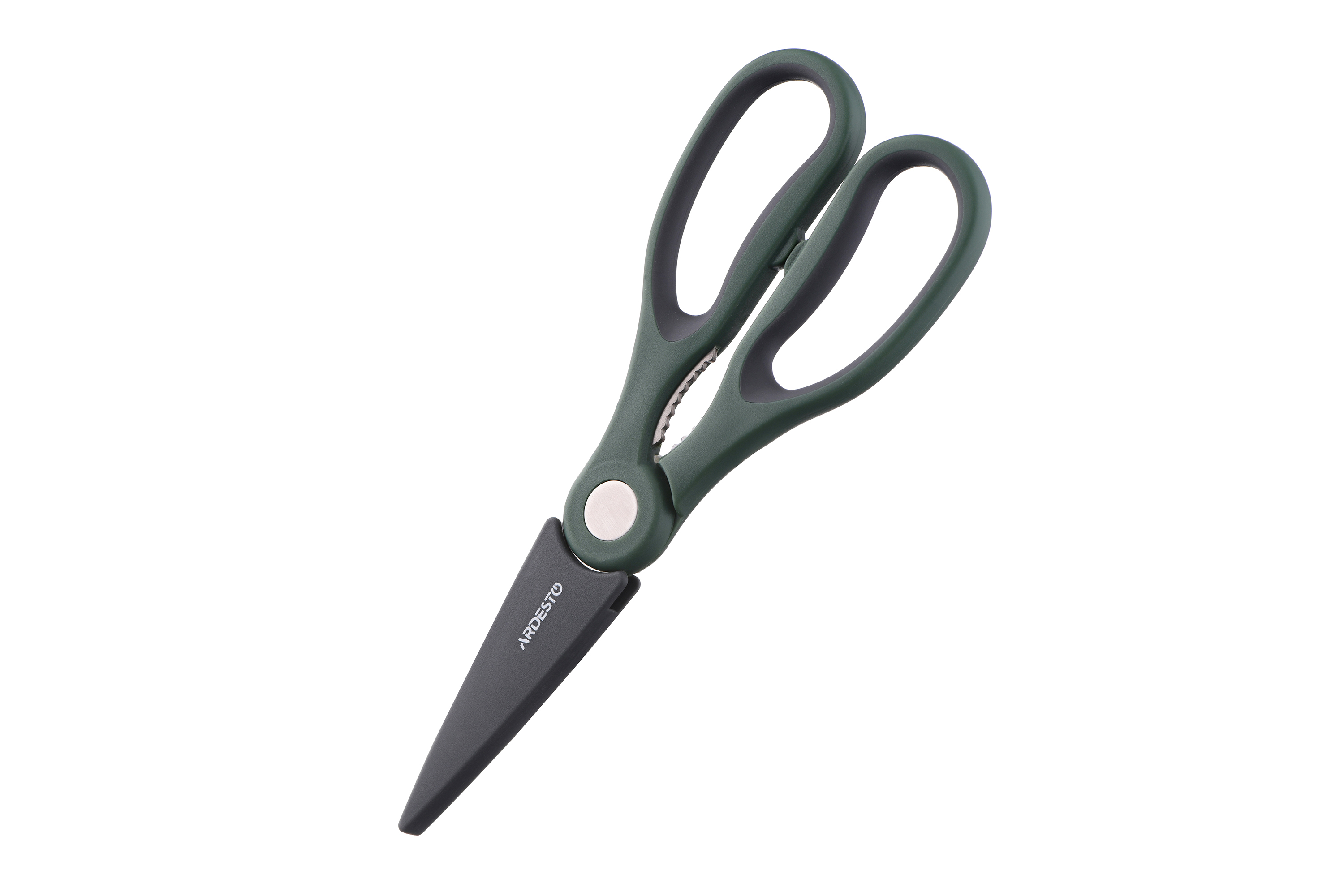 სამზარეულოს მაკრატელი Ardesto Kitchen scissor with cover Gemini, 22.3cm, stainless steel, plastic, gray-green AR2117PG