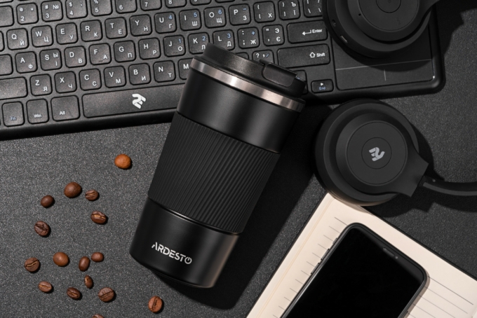 თერმული ჭიქა Ardesto Travel mug Urban 500 ml, black, s/s