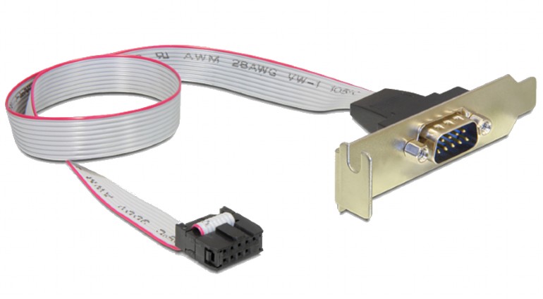 COM კაბელი Gembird < CC-DB9ML-01 > DB9 serial port receptacle on low-profile bracket, 40 cm flat cable