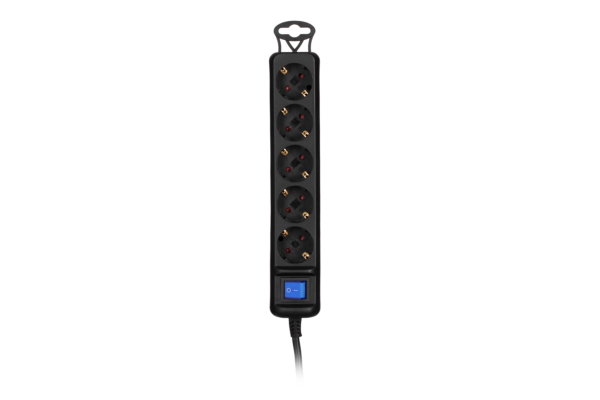 დამაგრძელებელი 2E Power strip 5XSchuko with switch, 3G*1.5мм, 1.5m, black