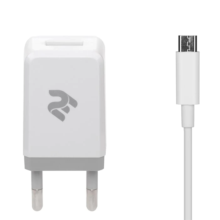 დამტენი 2E Wall Charger Set USBx2.1A + Cable MicroUSB, 2.4A