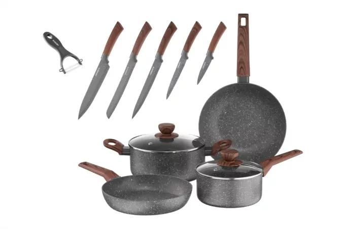 ტაფებისა და ქვაბების ნაკრები Ardesto AR1912CGS, 12Pcs Set, Black