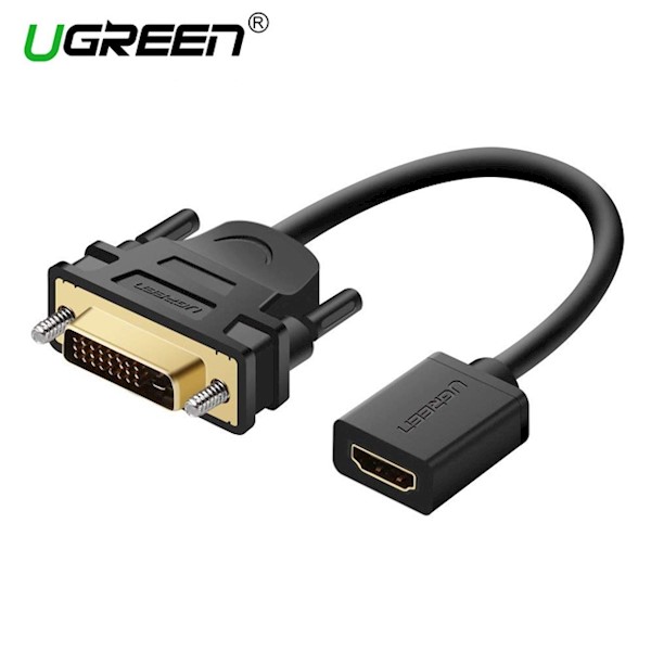 ადაპტერი UGREEN 20118 DVI Male to HDMI Female Adapter Cable 22cm (Black) DVI TO HDMI 20118