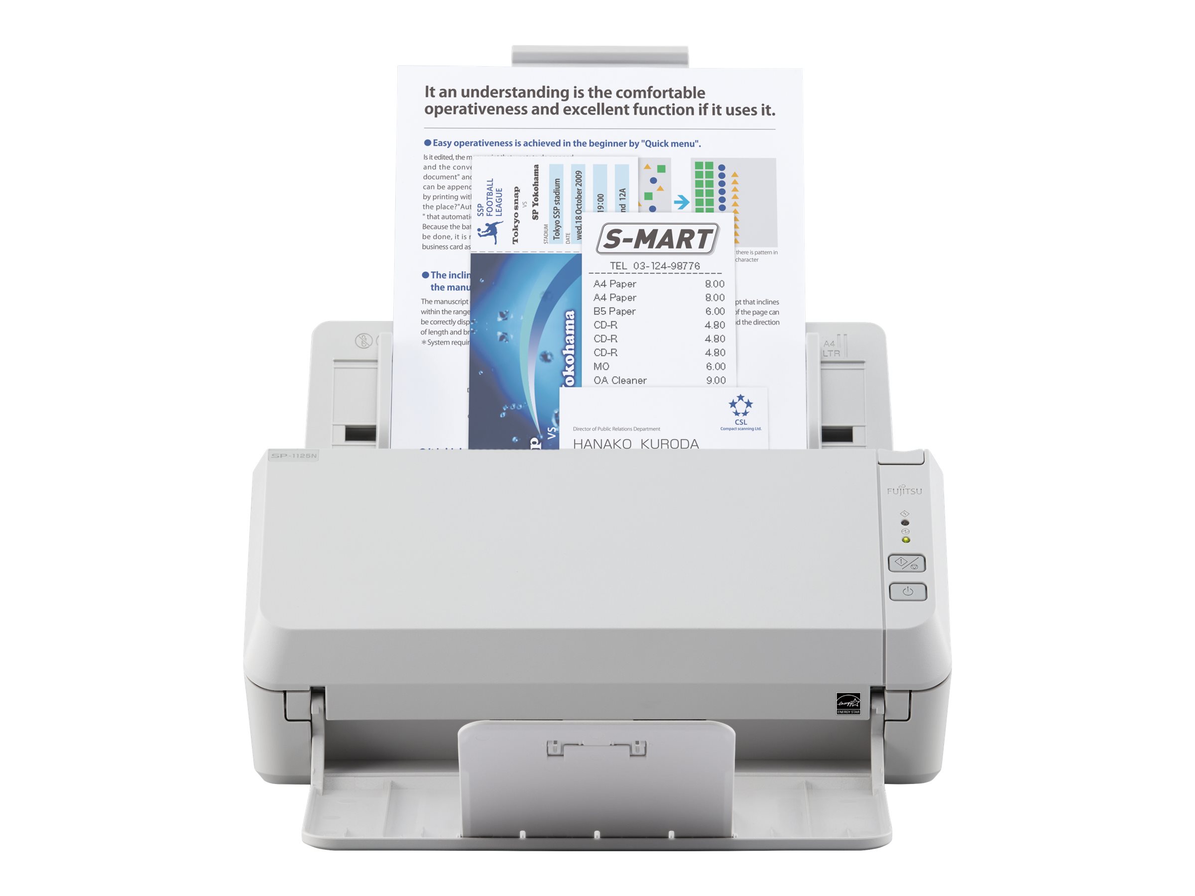 დოკუმენტების სკანერი Fujitsu (Ricoh) Sheetfed Document Scanner SP-1125N /25 ppm/50 ipm/ 600 dpi / ADF 50 sheets/ USB 3.2 GB Ethernet RJ45 4000 Sheet/Day