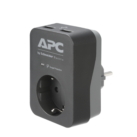 ელექტრული წრედის დამცავი მოწყობილობა / APC Essential SurgeArrest 1 Outlet 2 USB Ports Black 230V Germany / PME1WU2B-GR