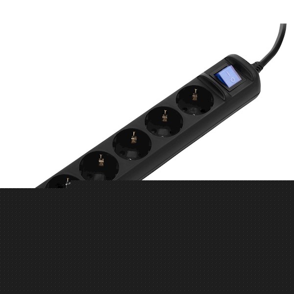 დამაგრძელებელი 2E power strip 5XSchuko switch, 3G*0.75mm2, 5m, Black 2E-U05ESM5B
