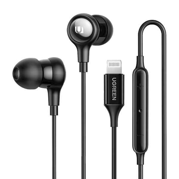 ყურსასმენი UGREEN EP103 (30631), In-Ear Headphones, Wired, MFI, Lightning, Black