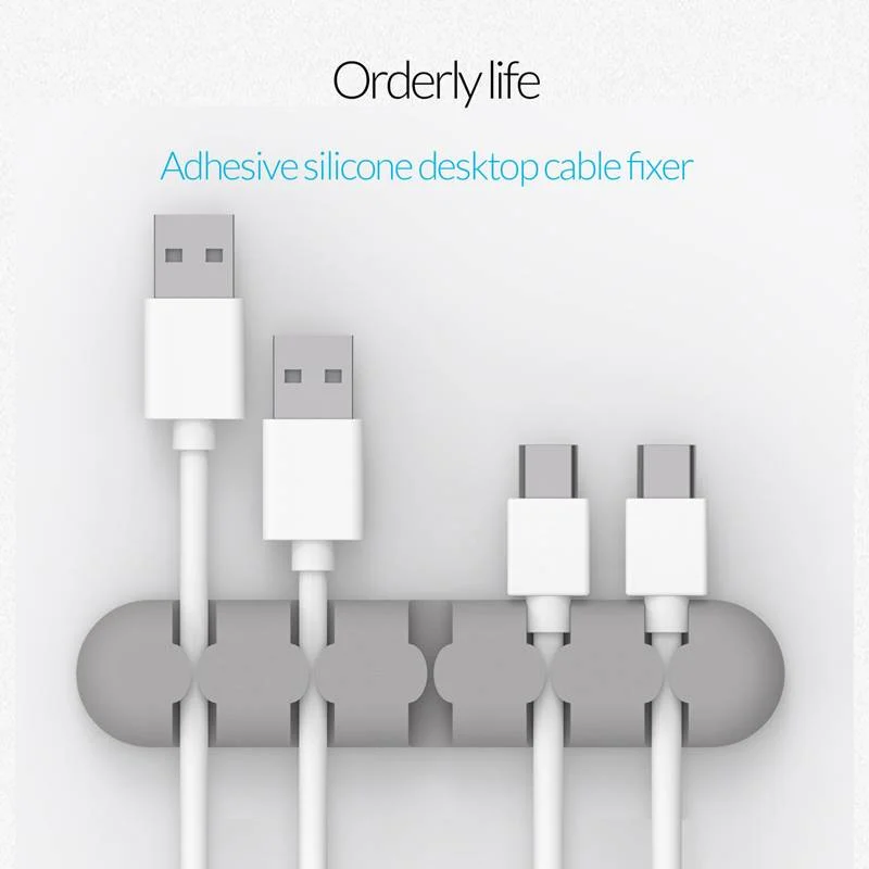 კაბელის ორგანაიზერი ORICO-CBS5-GY Self-adhesive cable holder - Organize up to 5 cables of 5mm thick - 3M - gray | 96 x 20mm x 12mm | silicone