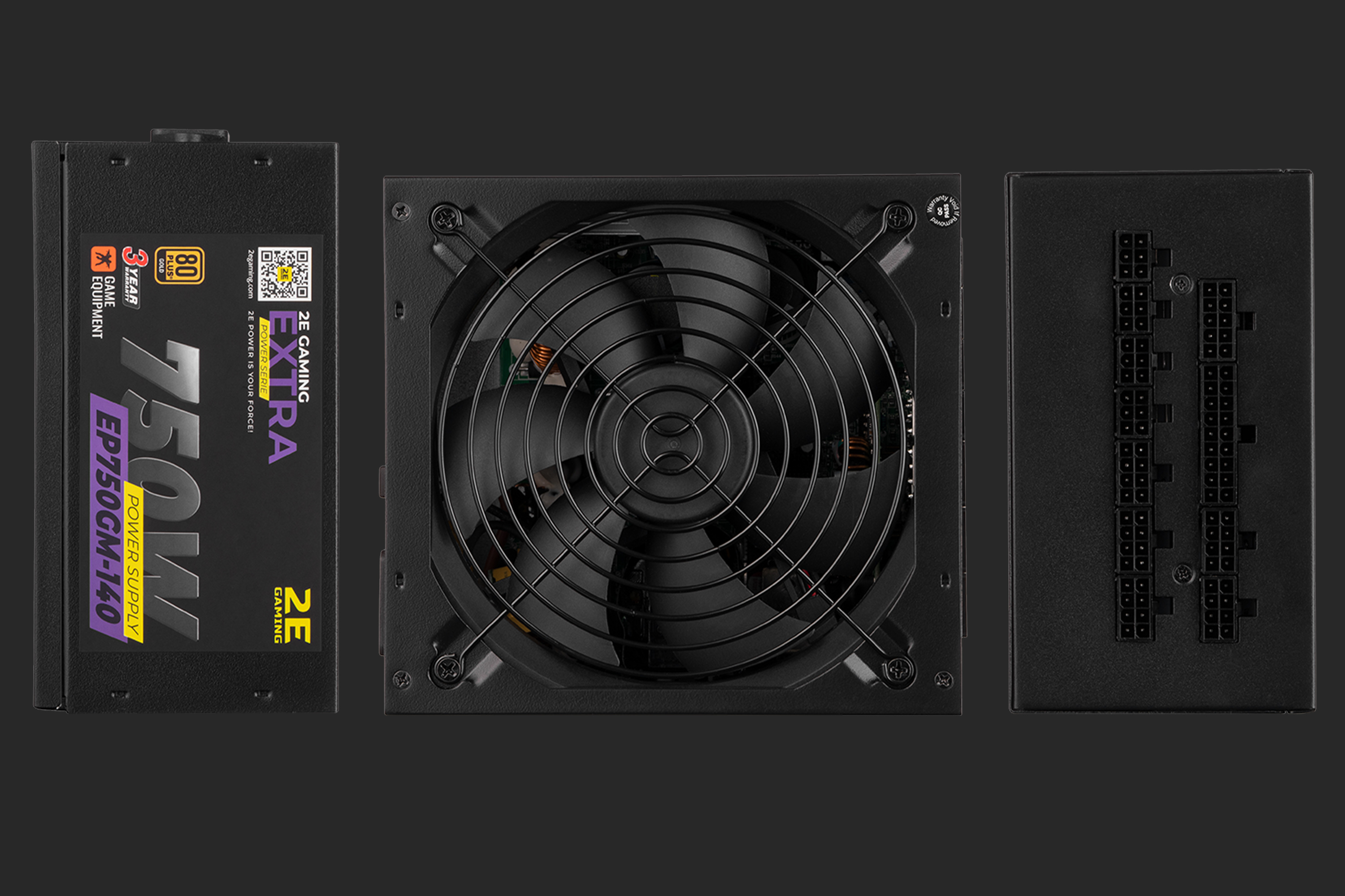 კვების ბლოკი 2E PSU GAMING EXTRA POWER (750W), >90%, 80+ Gold, 140mm, 1xMB 24pin(20+4), 1xCPU 8pin(4+4), 4xMolex, 6xSATA, 4xPCIe 8pin(6+2), Fully Modular 2E-EP750GM-140