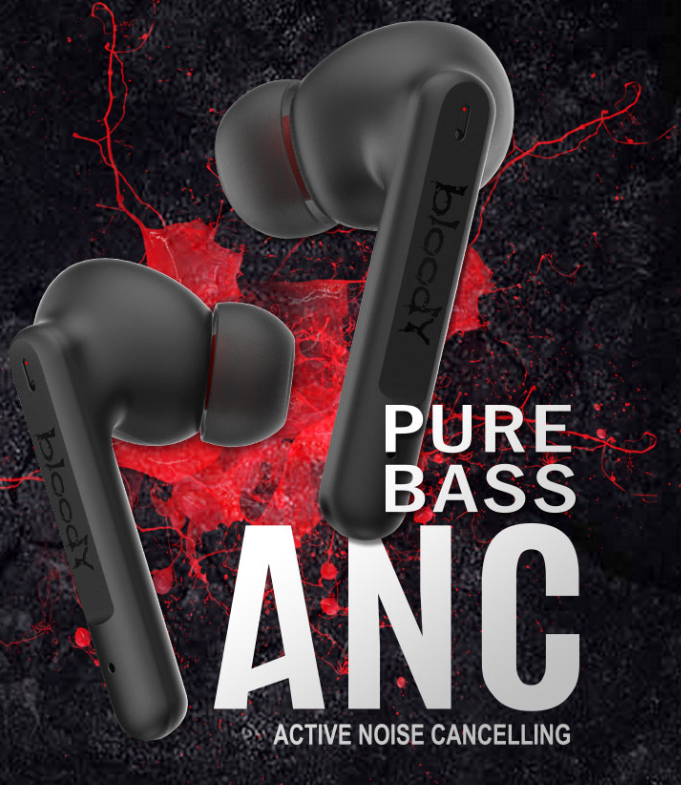 ყურსასმენი Bloody Gaming M90 TWS (Black+Red) | Active Noise Cancellation | Speaker Size: 10 mm Frequency Response: 20 Hz-20 kHz Earphone Sensitivity: 102 dB @ -10 dBFS Mic. Sensitivity: -42 dB @1 kHz/Pa Earphone Impedance: 32 ohm