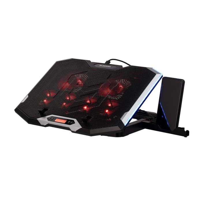 2E GAMING Laptop stand CPG-004, up to 15.6", 2xUSB-A, LCD/phone holder, RGB, black