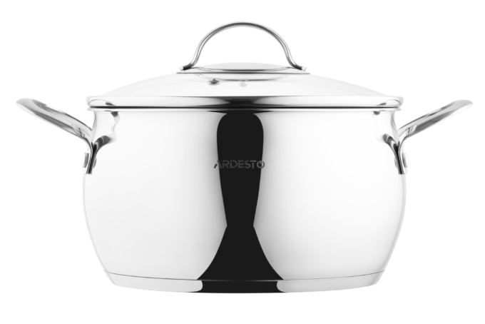 ქვაბი Ardesto Casserole with glass lid Gemini Liguria, 5l, stainless steel(AR4350GB)