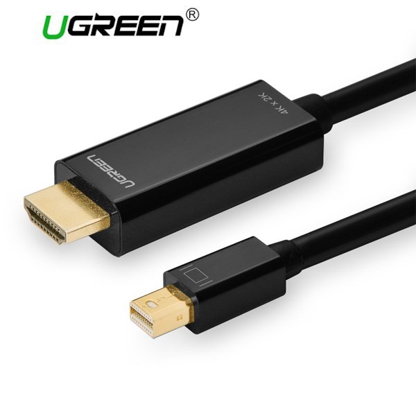 HDM კაბელი UGREEN MD101 (20848) mini DP male to HDMI cable black/ 1.5M Mini Display to HDMI (up to 3840x2160;)