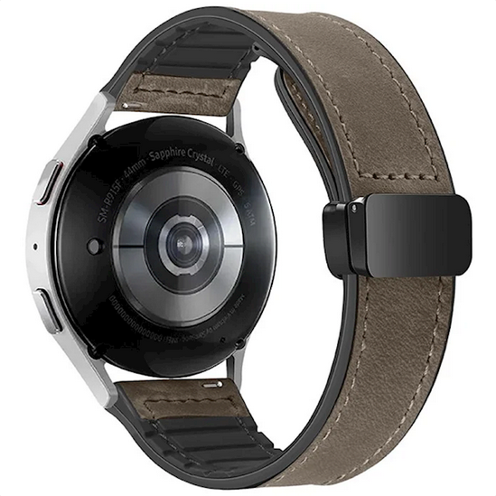 სმარტ საათის სამაჯური Smart Watch Band/ For Samsung Gear Sport / Huawei Watch GT 3 42mm Magnetic Genuine Cow Leather Watch Band, 20mm - Dark Brown