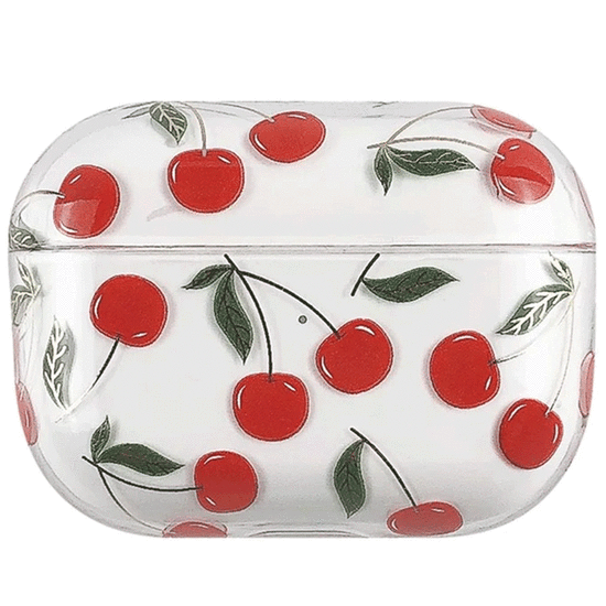 ყურსასმენის ქეისი Mobile Accessory Other/ For Apple AirPods Pro (Gen 2) (USB-C) / Pro 2 Hard PC Earbud Case Lacquered Fruit Flower Pattern Bluetooth Earphone Protective Cover - Cherry