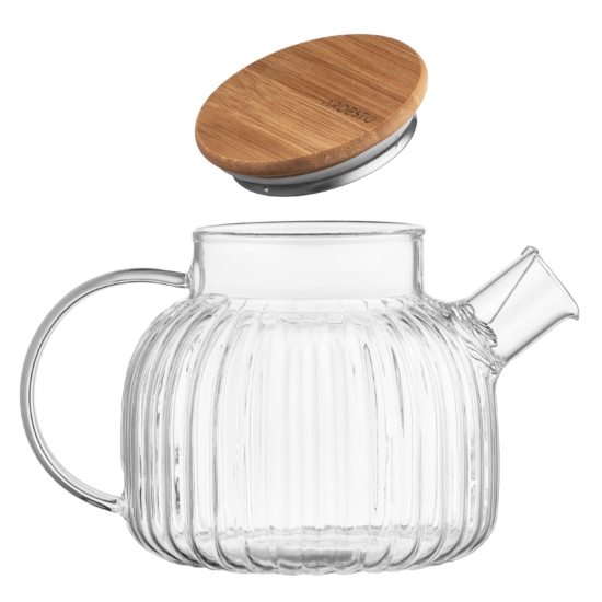 ჩაის ჩაიდანი Ardesto Tea pot Iceberg, 1000ml, borosilicate glass, bamboo, transparent