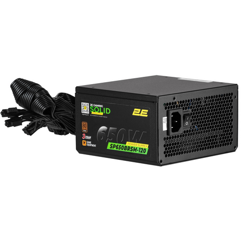 კვების ბლოკი 2E GAMING PSU Solid Power 650W >85%, 80+ Bronze, 120mm, 1xMB 24pin(20+4), 2xCPU 8pin(4+4), 3xMolex, 6xSATA, 4xPCIe 8pin(6+2), Semi Modular