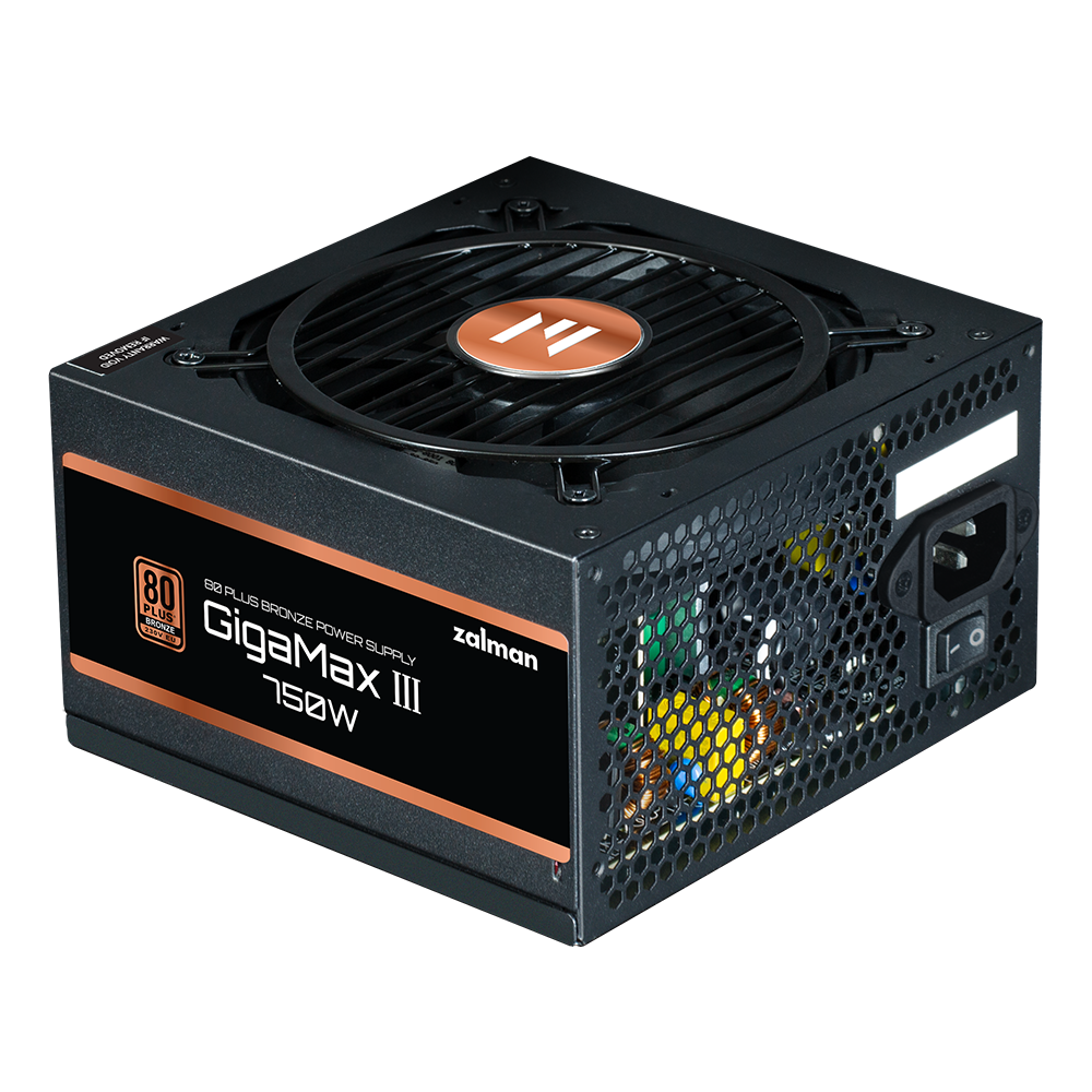 კვების ბლოკი Zalman PSU Gigamax 3 (750W), 88%, 80+ Bronze, 120mm, 1xMB 24pin(20+4), 2xCPU (8pin(4+4)+8pin), 3xMolex, 6xSATA, 4xPCIe 8pin(6+2), 1x12VHPWR (ZM750-GV3)