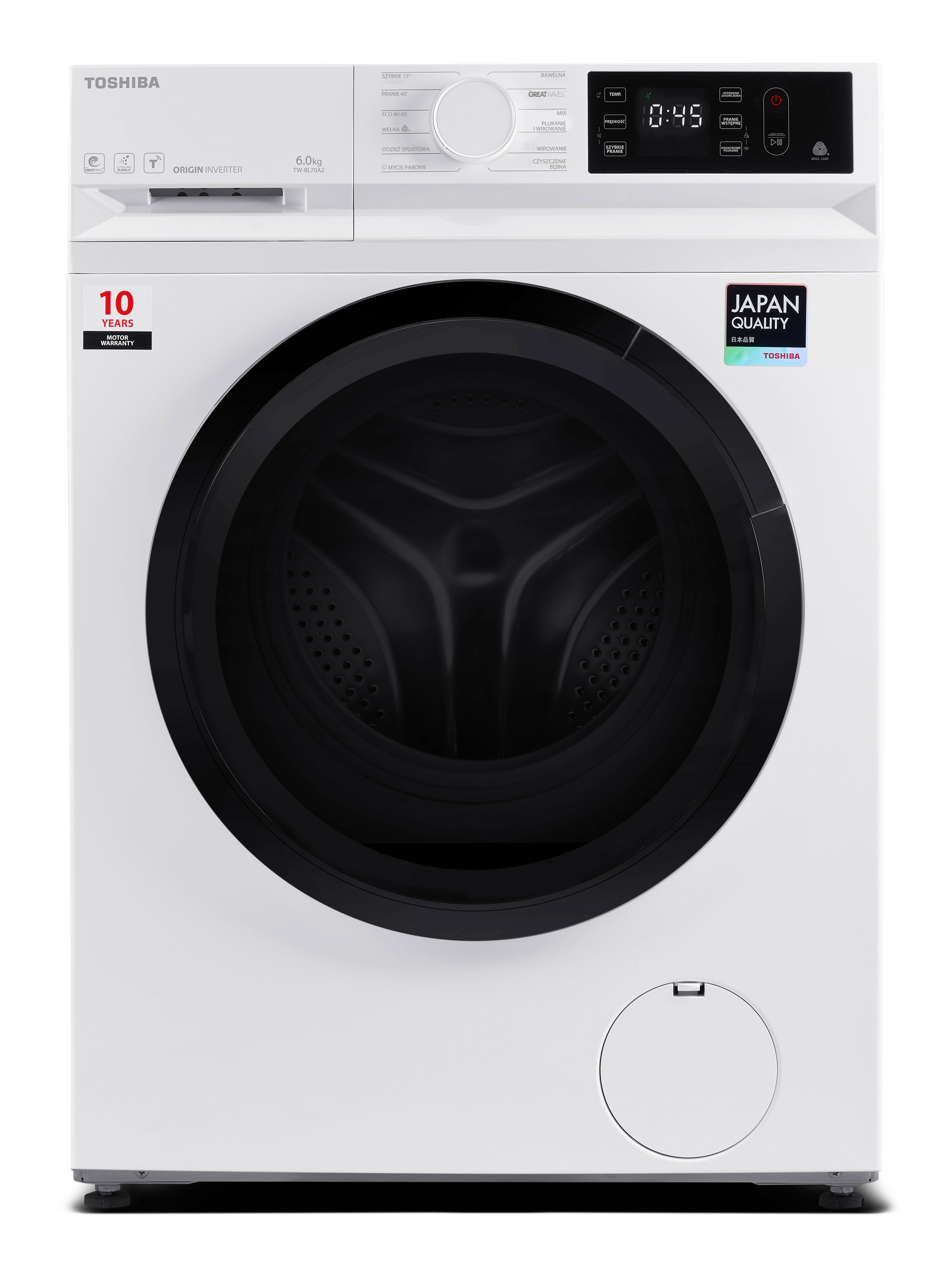სარეცხი მანქანა Washing Machine (Promo) TOSHIBA TW-BL70A2UZ(WK) - 6 KG, 1200 RPM, INVERTER, BIG Display, White