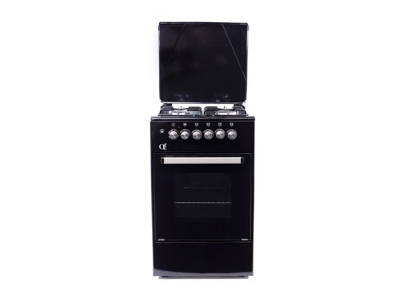 გაზქურა Oz OE 5040 BL / OSE50X50B4 Coocker, 4Gas, Oven-Electric, 50x50x85, Black, Top metal