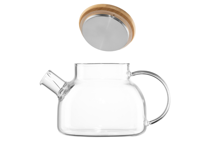 ჩაიდანი Ardesto Teapot Midori, 800ml, borosilicate glass, bamboo, transparent