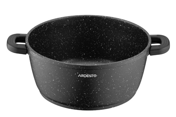 ქვაბი Ardesto Casserole with glass lid Gemini Anzio, 4.4l, aluminium, black