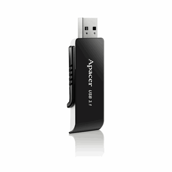 USB ფლეშ მეხსიერება: Apacer Flash Drive AH350 128GB USB3.1 Black - AP128GAH350B-1