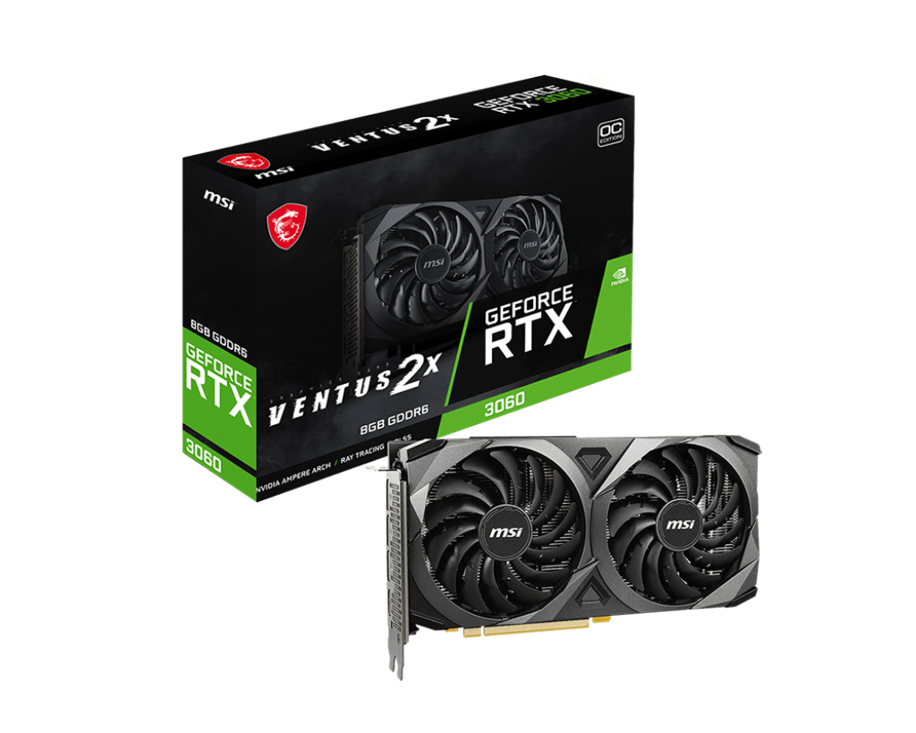 ვიდეო ბარათი MSI GeForce RTX™ 3060 VENTUS 2X 12G OC | PCI Express® Gen 4 | Boost: 1807 MHz | DisplayPort x 3 (v1.4a) / HDMI™ x 1 ( 912-V397-658 )