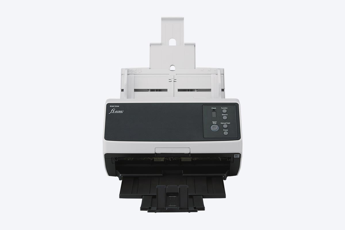 ბიზნეს სკანერი RICOH fi-8150U (PA03810-B151) | USB | ADF / Manual Feed, Duplex | Optical Resolution 600 dpi | – Simplex: 50 ppm (200/300 dpi) – Duplex: 100 ipm (200/300 dpi) | Expected Daily Volume 8,000 sheets