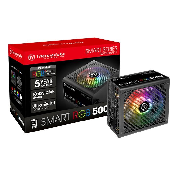 კვების ბლოკი Thermaltake Smart RGB 500W, Power Supply 500W, 80 PLUS, 12cm RGB fan,EU,230V, (PS-SPR-0500NHSAWE-1)