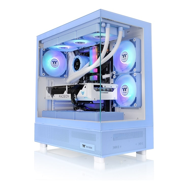 კომპიუტერის ქეისი ThermalTake View 270 TG ARGB Hydrangea Blue Mid Tower Chassis (CA-1Y7-00MFWN-00); (Mini ITX), (Micro ATX), (ATX), (E-ATX) ; 140 x 140 x 25 mm CT140 ARGB fan (1500rpm, 30.5 dBA) x 1; CPU cooler max height: 180mmVGA max length: 420mmPSU max length: 220mm