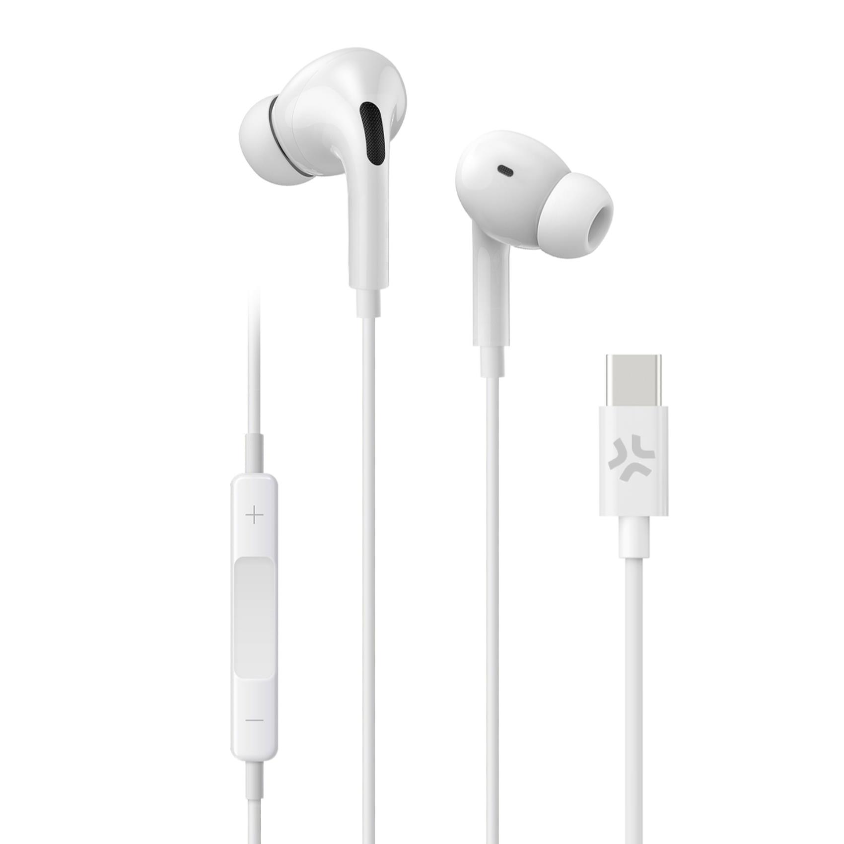 Wired Headphone/ Celly UP1200 USB Type-C Stereo Earphones White