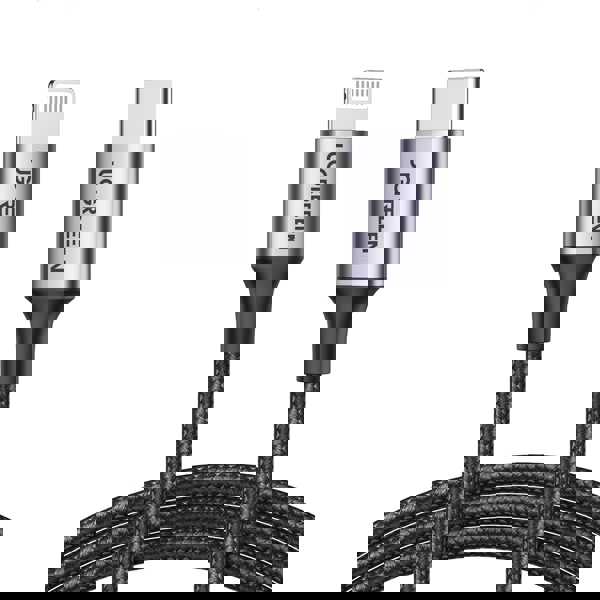 USB კაბელი UGREEN US304 (60761), MFi, Type-c USB-C To Lightning, 2m, Black/Gray